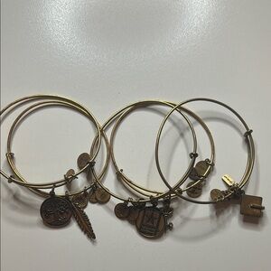 Alex and Ani Gold Charm Bracelets Set of 5